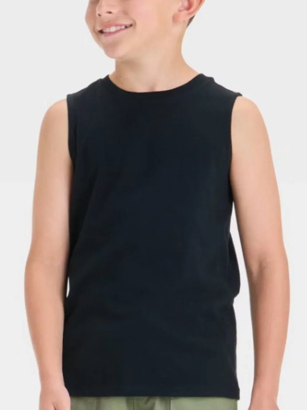 Boys' Solid Tank Top - Black